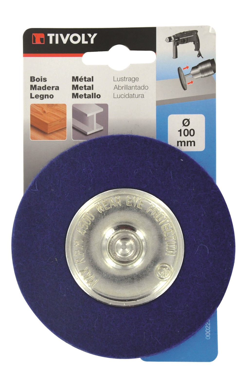 Brosse coupe feutre pour bois vernis, métal ø100mm