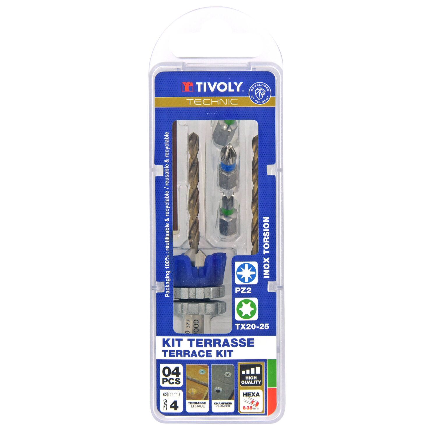 Kit terrasse mèche et Fraise Bois/métal Ø4mm - TIVOLY