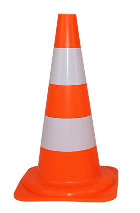 Cône de signalisation 50 cm orange fluo 2 bandes blanches - NOVAP