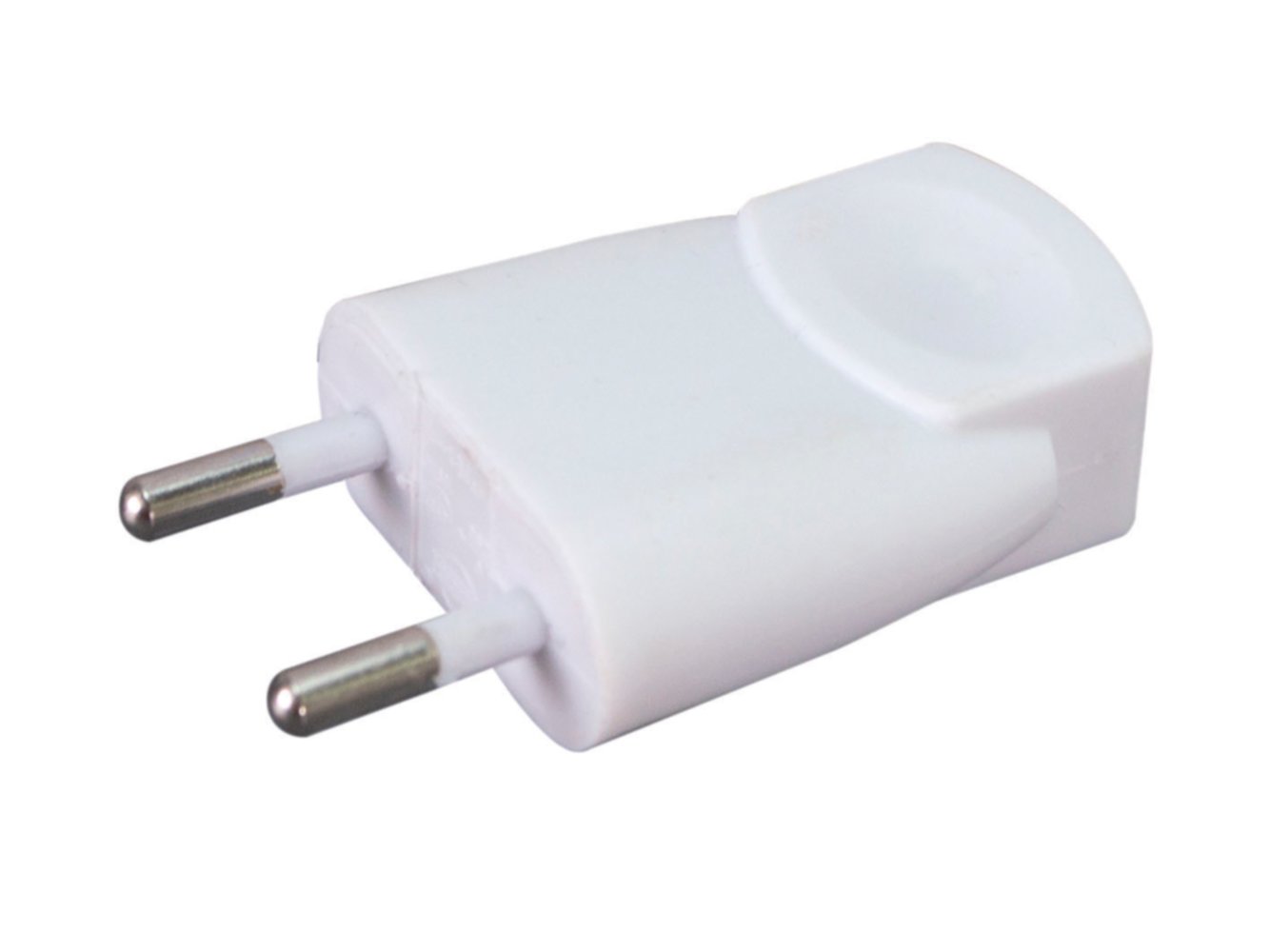 Fiche mâle blanche 2 pôles 6A 250V