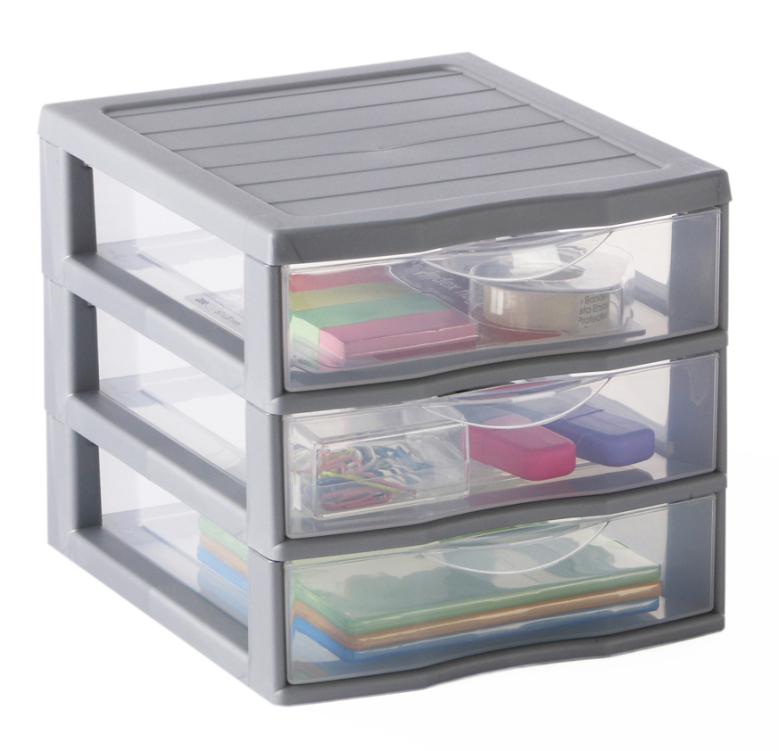 Mini tour de rangement Orgamix A6+ 3 tiroirs argent - SUNDIS