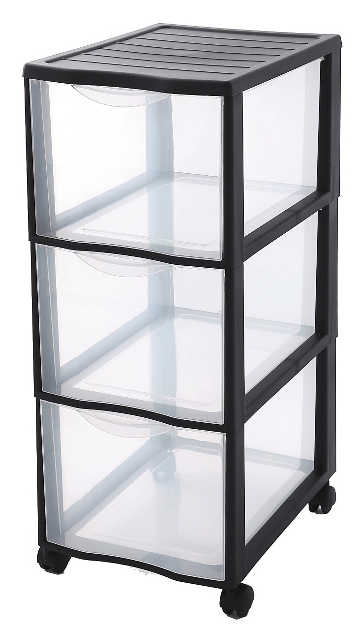 Tour de rangement 3 tiroirs polypropylène 36,5x26xH63,5cm - SUNDIS