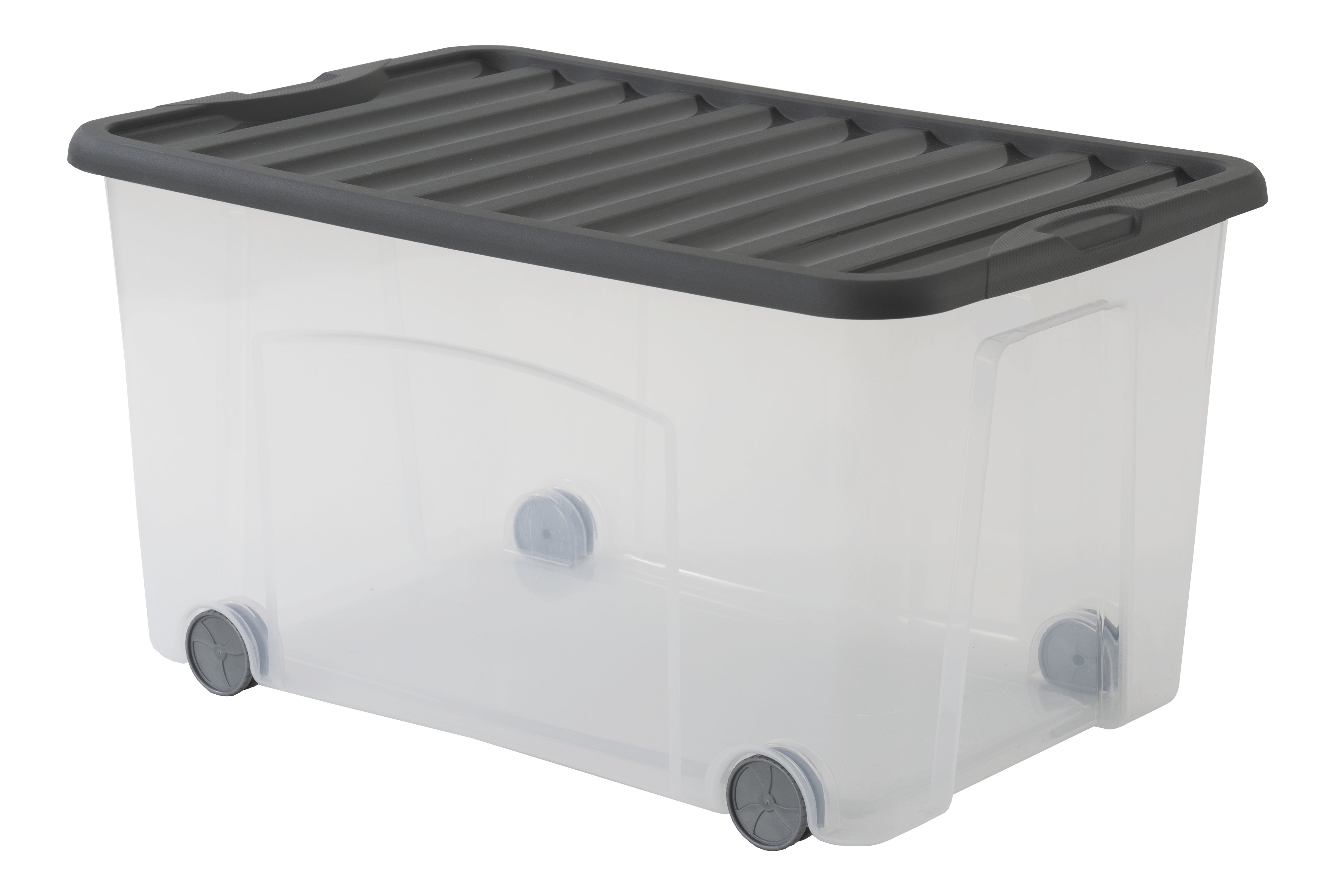 Bac plastique roller Ventilo 50 L transparent couvercle gris - SUNDIS