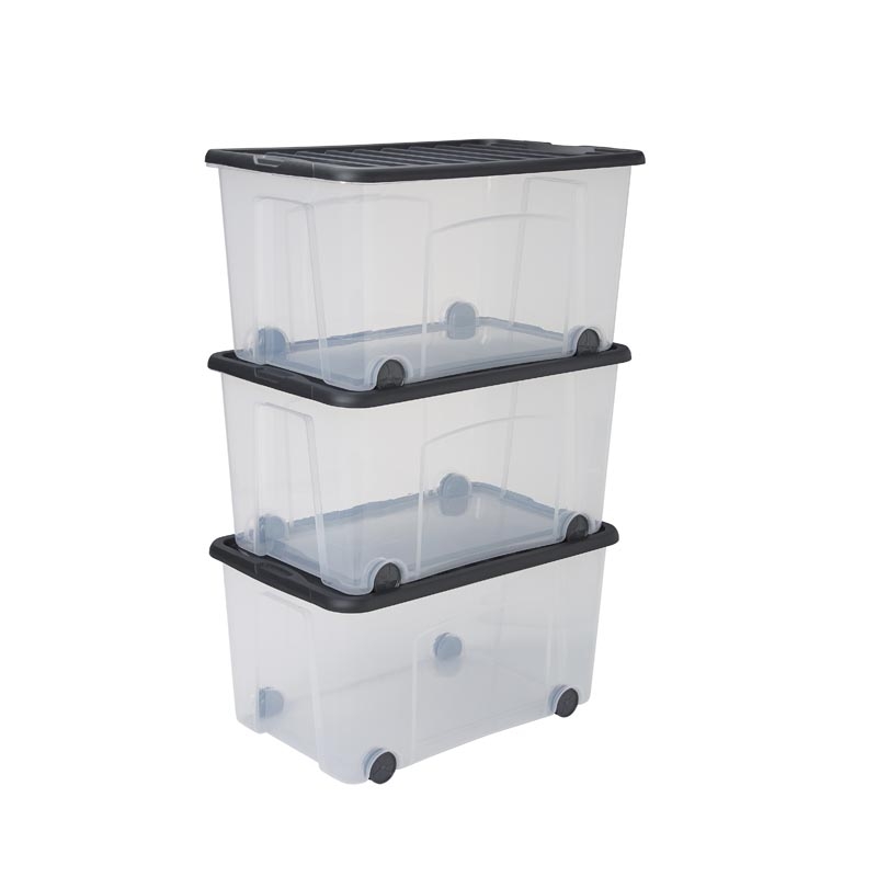 Lot de 3 boites de rangements avec roulettes