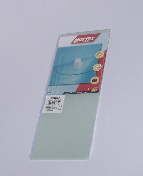 Tablette verre 2 coins carrés 40x15cm sablé