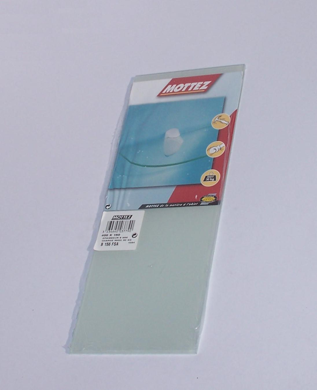Tablette verre 2 coins carrés 60x15cm sablé