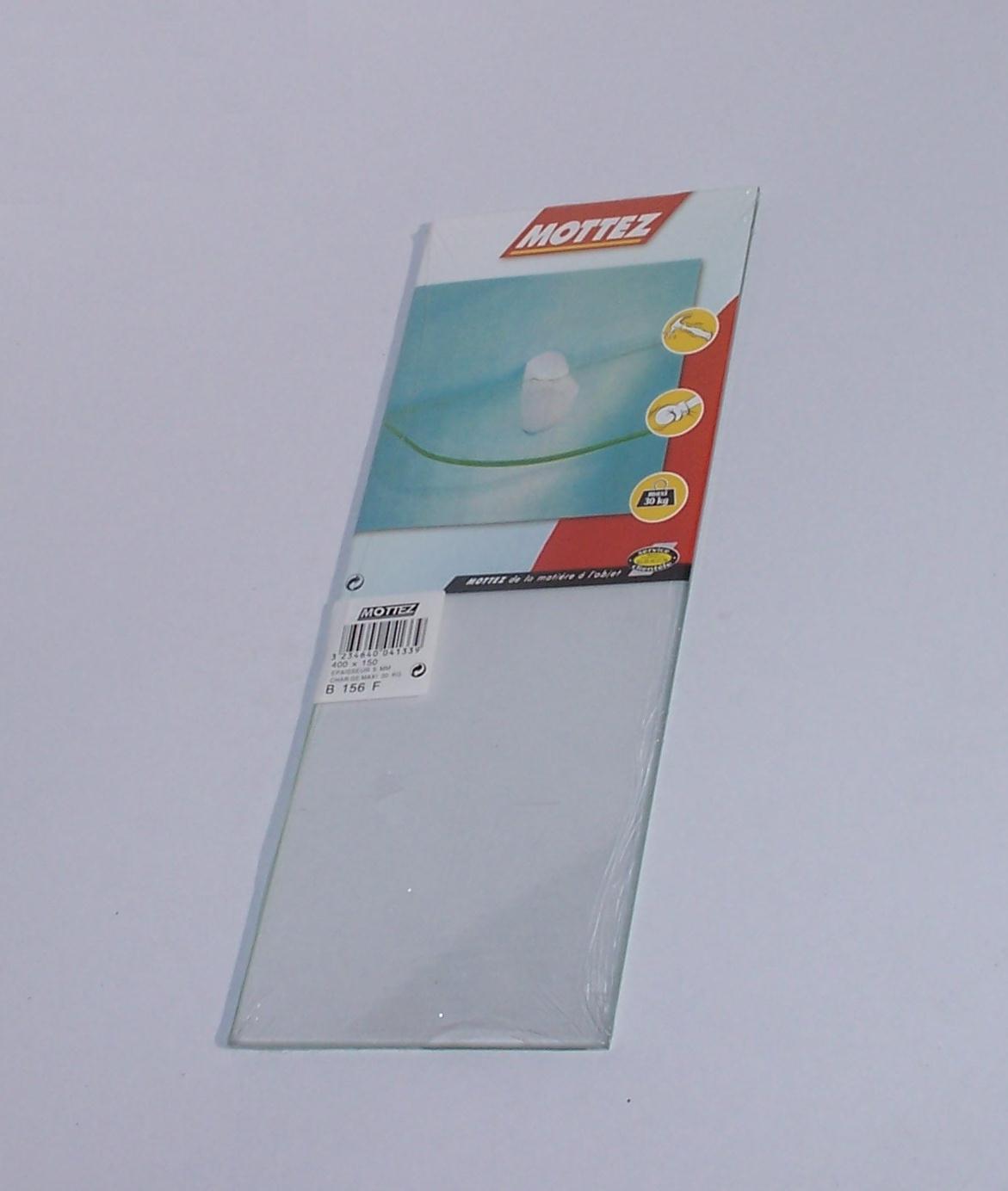 Tablette verre 2 coins carrés 80x15cm transparente