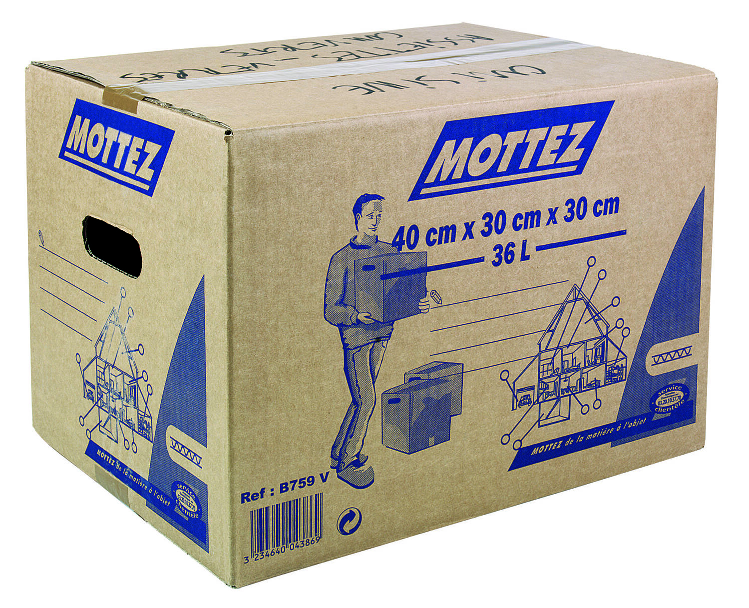 Carton de déménagement 36L L.40xl.30xH.30cm 20kg - MOTTEZ