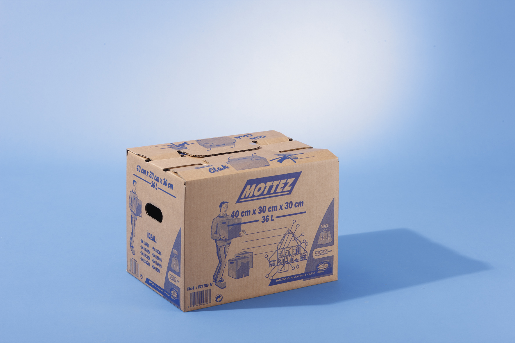 Carton de déménagement 36L L.40xl.30xH.30cm 20kg - MOTTEZ