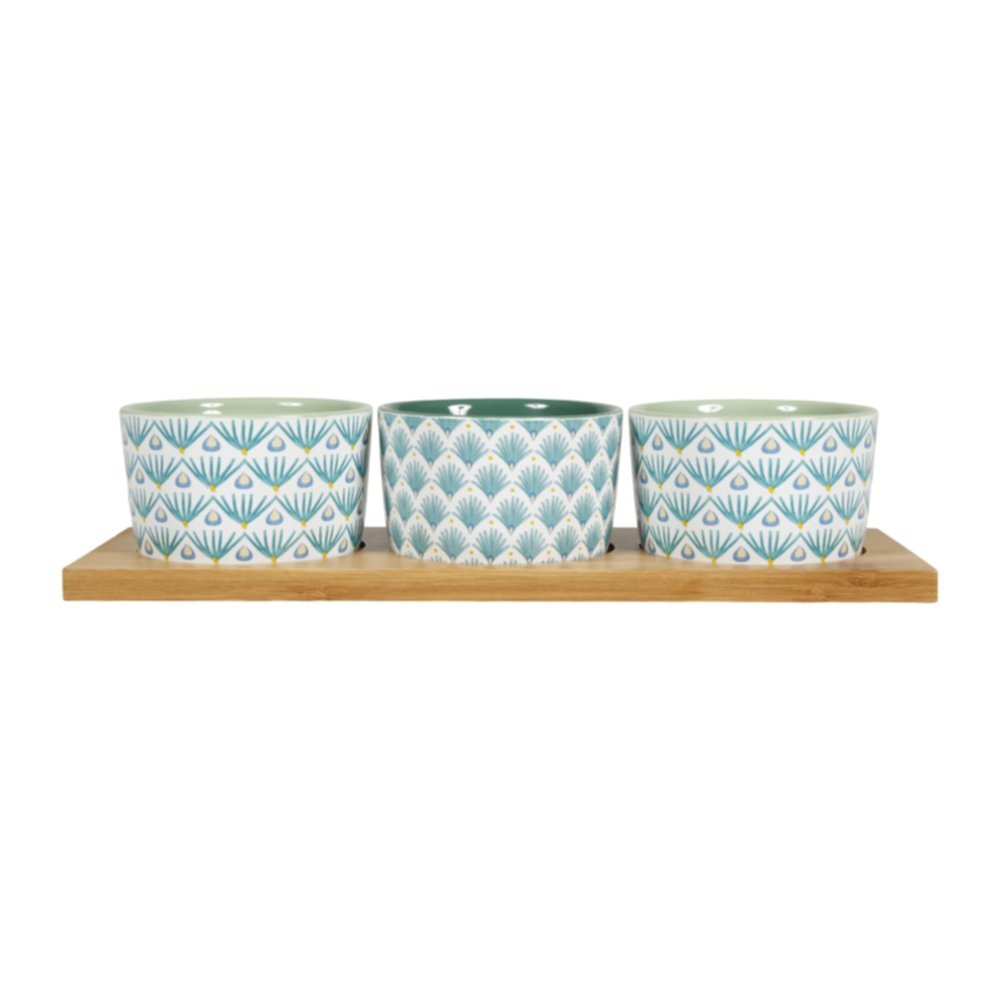 Plateau apéro Eté 30 x 10,5 x 6 cm bambou/grès - OSTARIA