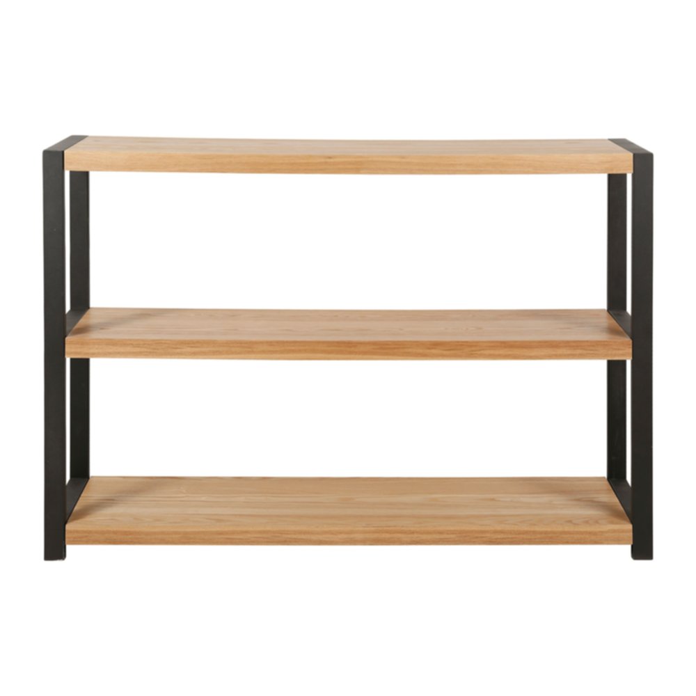 Etagère MDF Mokka Teinte Naturelle Pieds Métal Noirs 80x120x30cm