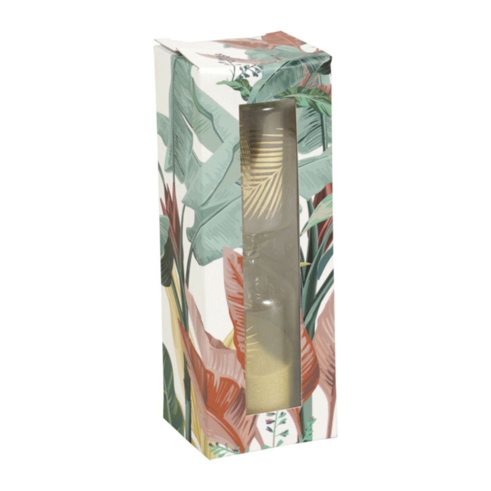 Sablier décoratif Feuilles Ø4 x H12,5 cm verre doré - OSTARIA 