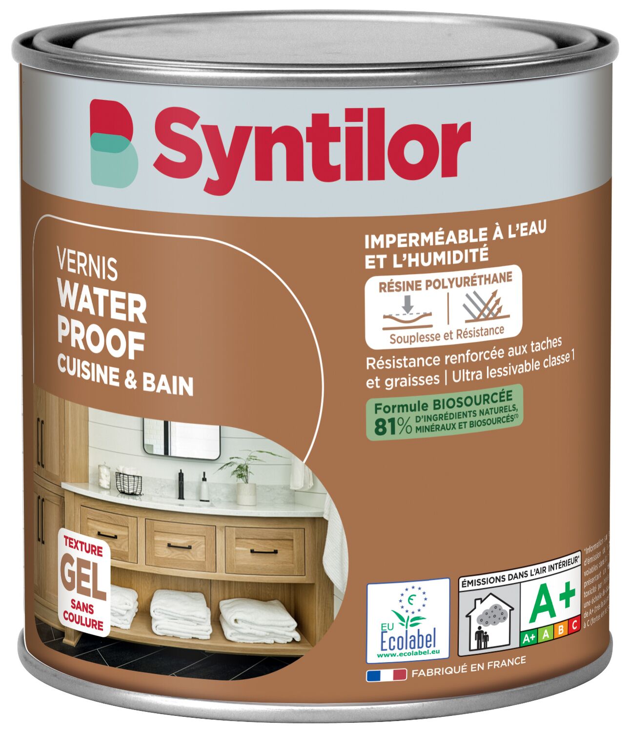 Vernis Waterproof Cuisine & Bain Biosourcé Incolore Mat 0,5L - SYNTILOR