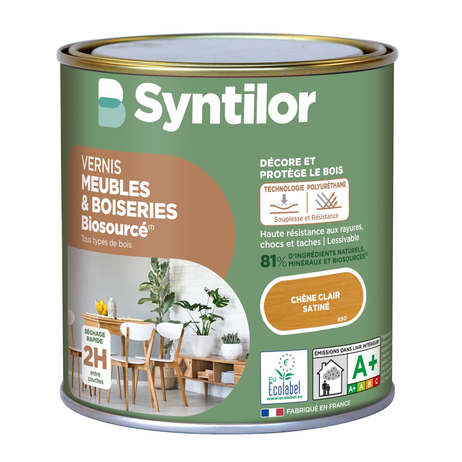 Vernis Meubles et Boiseries Biosourcé* Nature Protect® 0.5L chêne clair - SYNTILOR