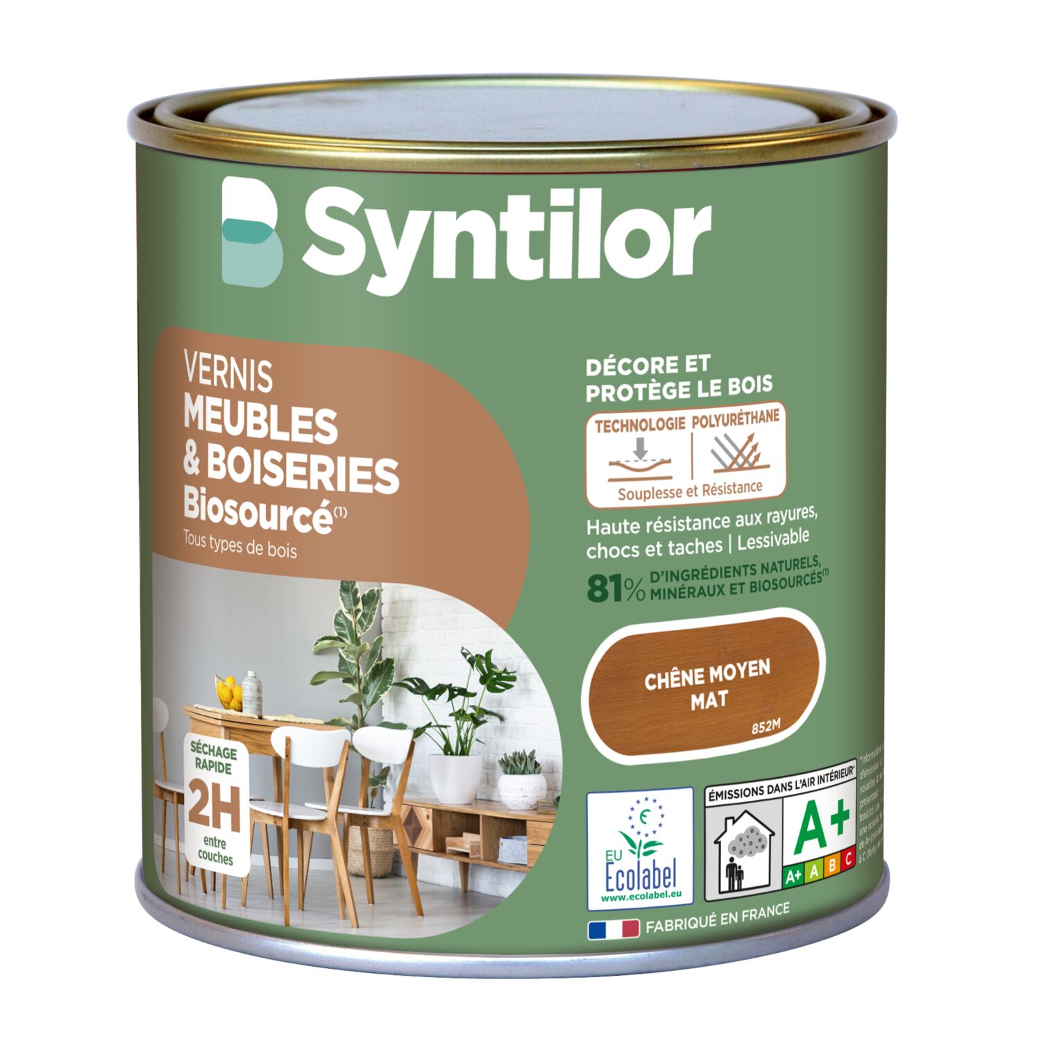 Vernis Meubles et Boiseries Biosourcé* Nature Protect® 0.5L chêne moyen- SYNTILOR