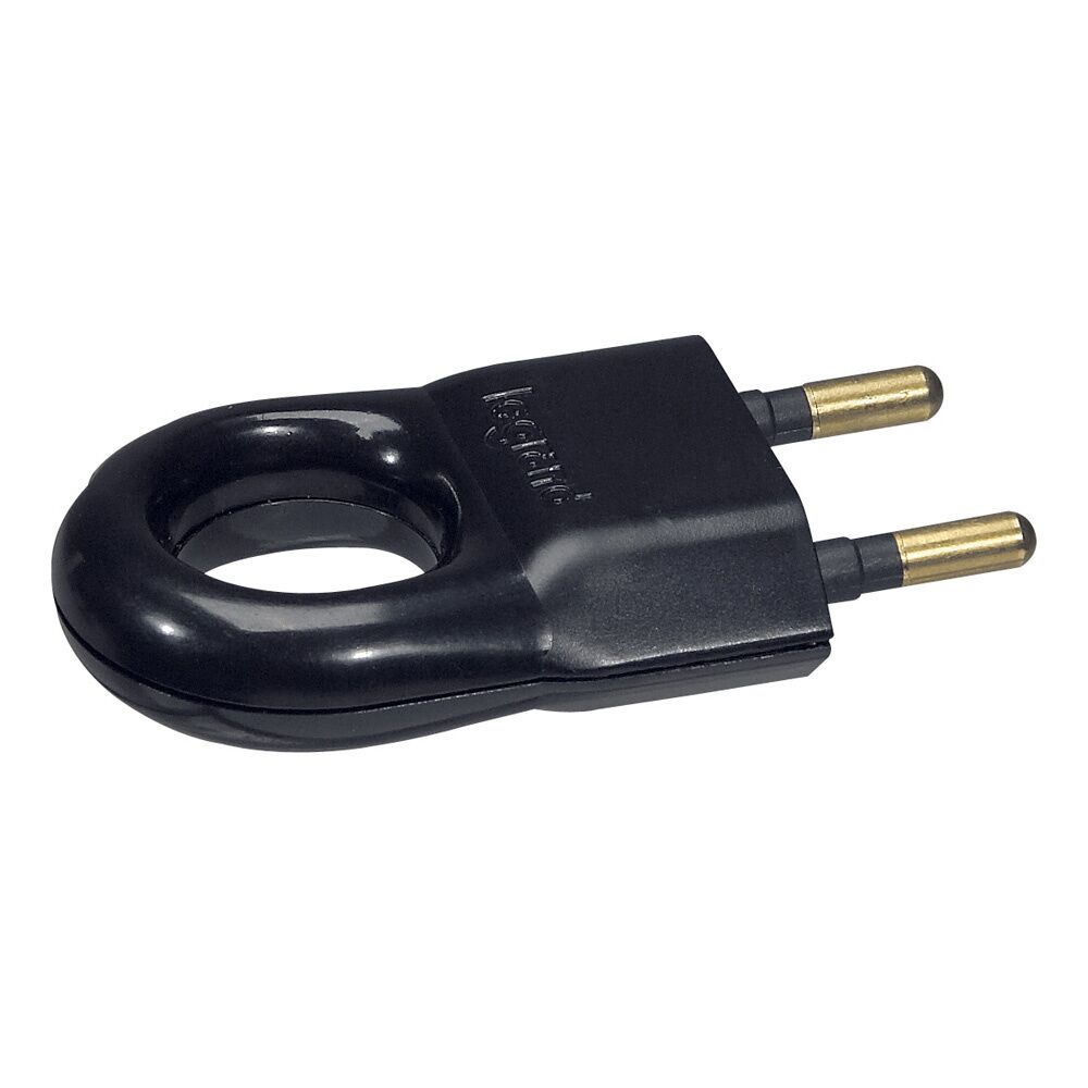 Fiche plastique 2P 6A avec anneau d'extraction noir - LEGRAND