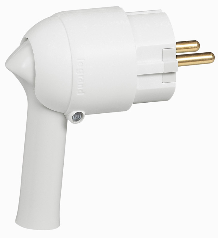 Fiche plastique 2P+T 16A extraction facile sortie latérale blanc - LEGRAND