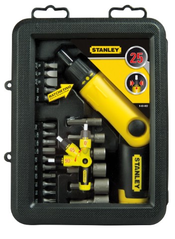 Tournevis porte-embouts pistolet articulé à cliquet - Coffret 25 pcs