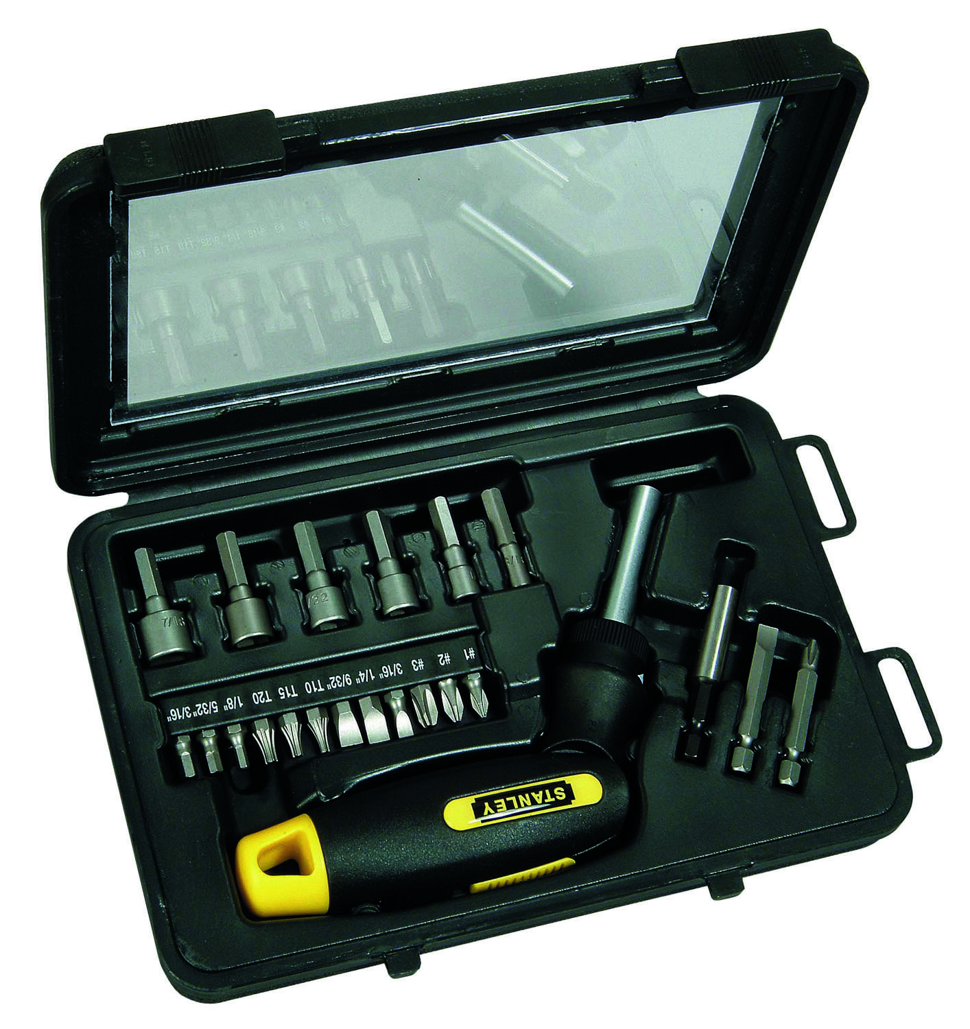 Tournevis porte-embouts pistolet articulé à cliquet - Coffret 25 pcs