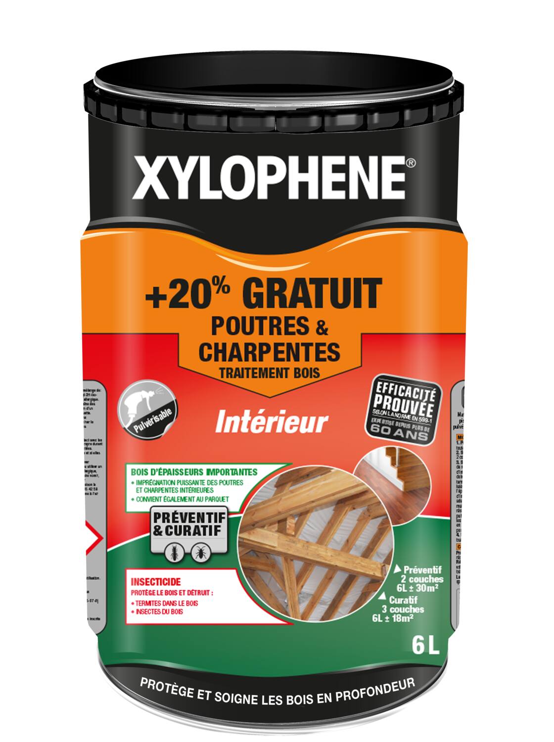 Traitement poutres et charpentes 5L+20% - XYLOPHENE