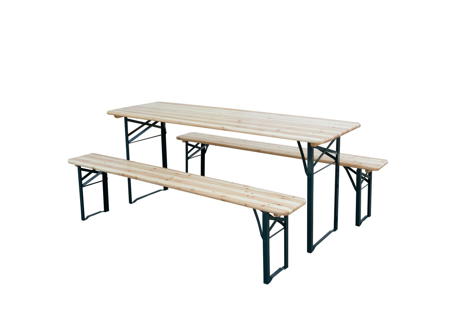 Ensemble repas pliant 6 pers. bois/métal noir