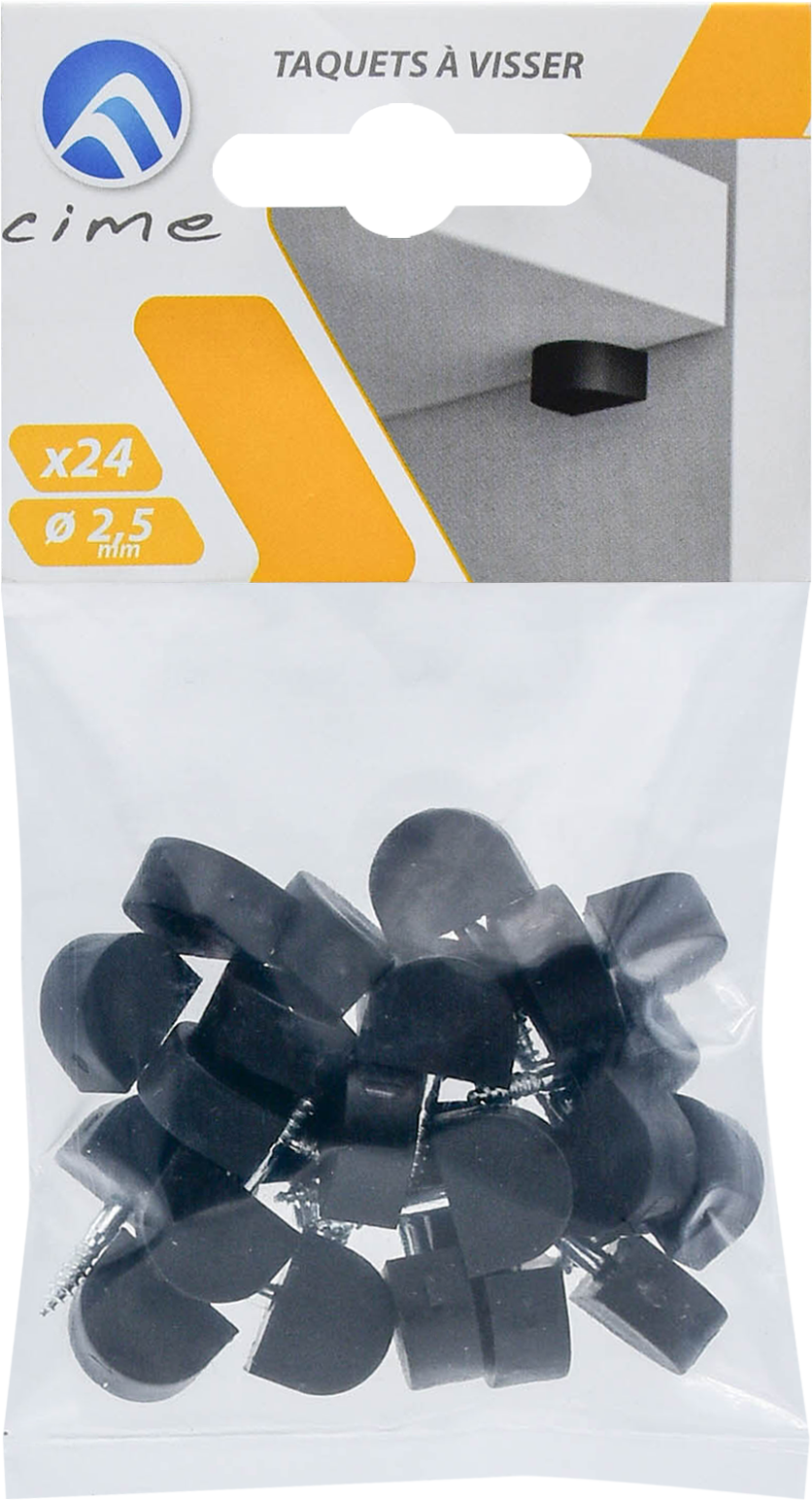 Taquet à visser Ø2,5 mm plastique  noir x24 - CIME