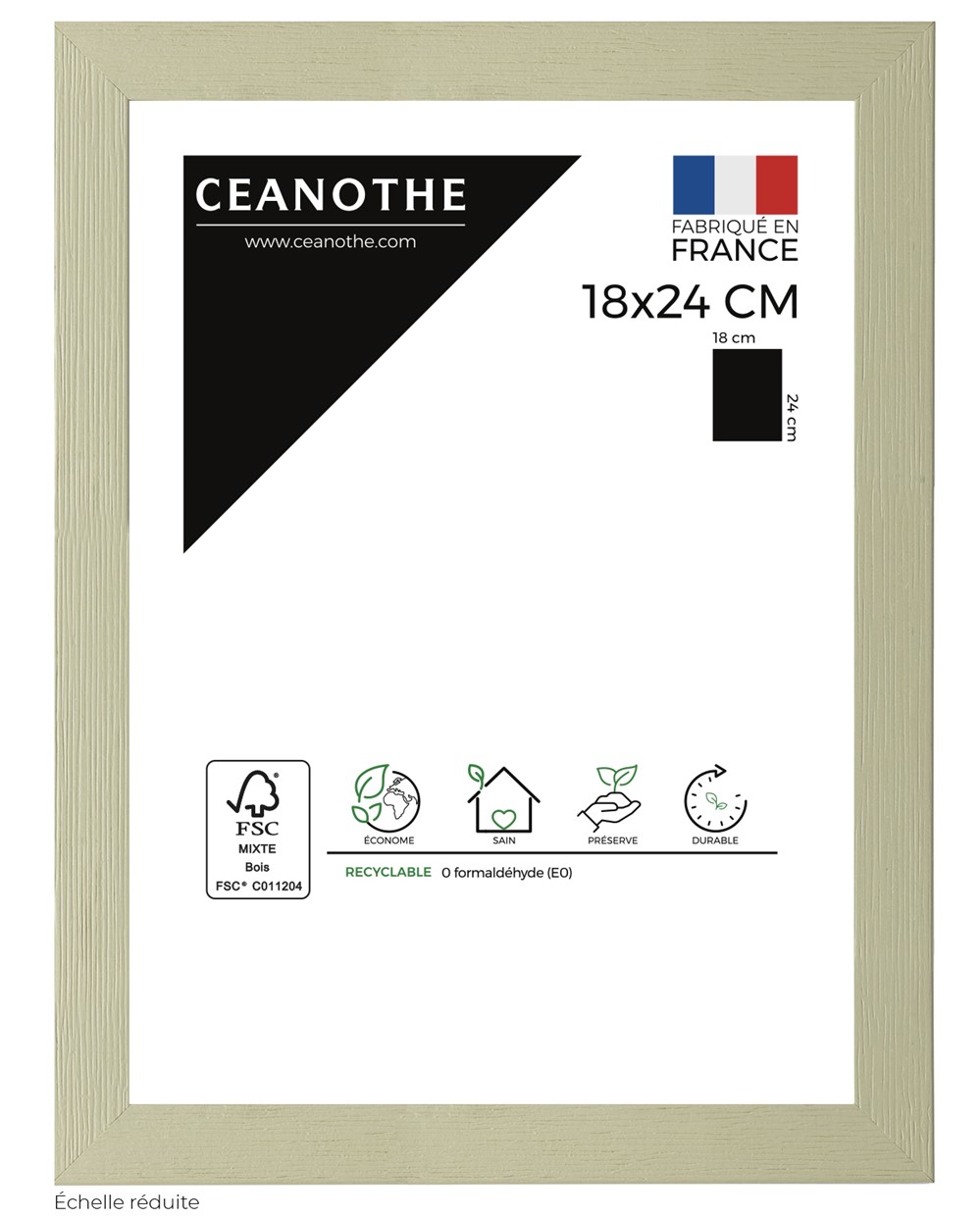 Cadre Karma vert tilleul 18 x 24 cm - CEANOTHE
