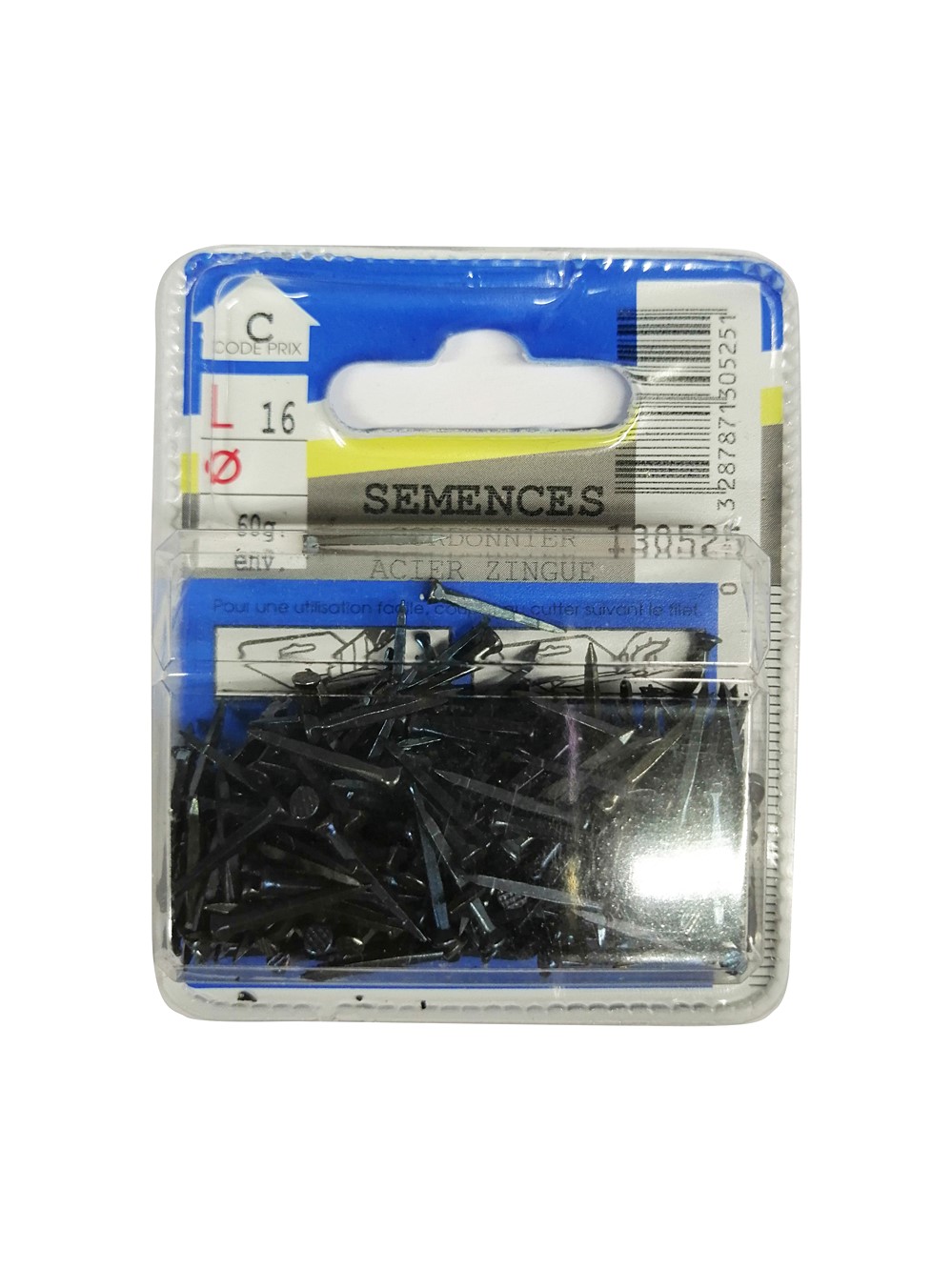 Semences cordonnier acier zingué 16mm 60g