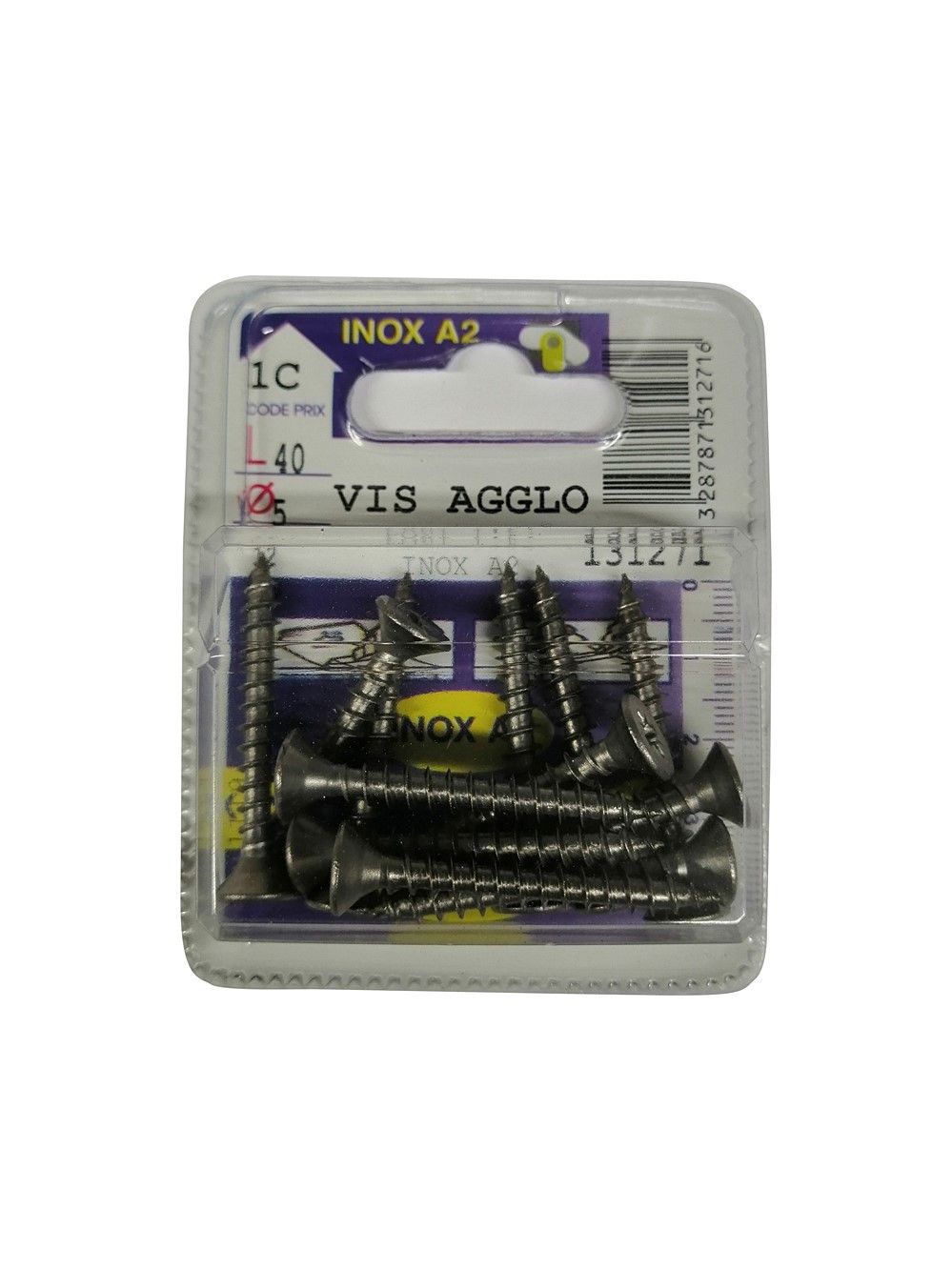 Vis agglo pozidriv tête fraisée inox A2 L.40 ø5mm - Les 12 pièces