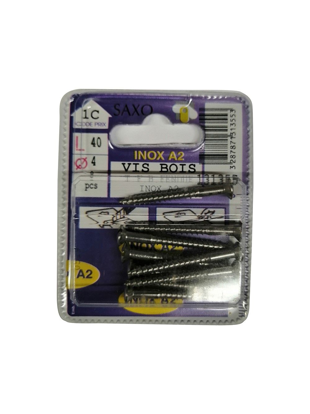 Vis bois tête fraisée bombée fendue inox A2 L.40 ø4mm - Les 8 pièces