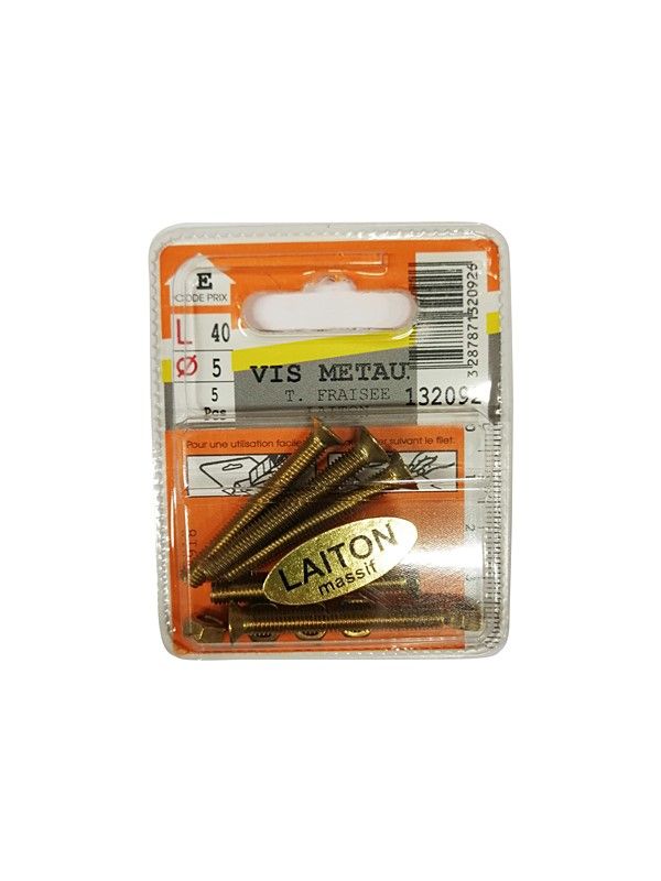 Vis métaux tête fraisée laiton L.40 ø5mm - Les 5 pièces