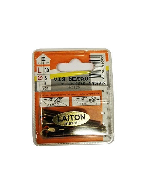 Vis métaux tête fraisée laiton L.50 ø5mm - Les 3 pièces