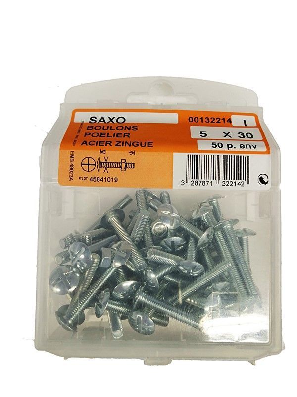Boulons poêlier acier zingué L.30 ø5mm - Les 50 pièces