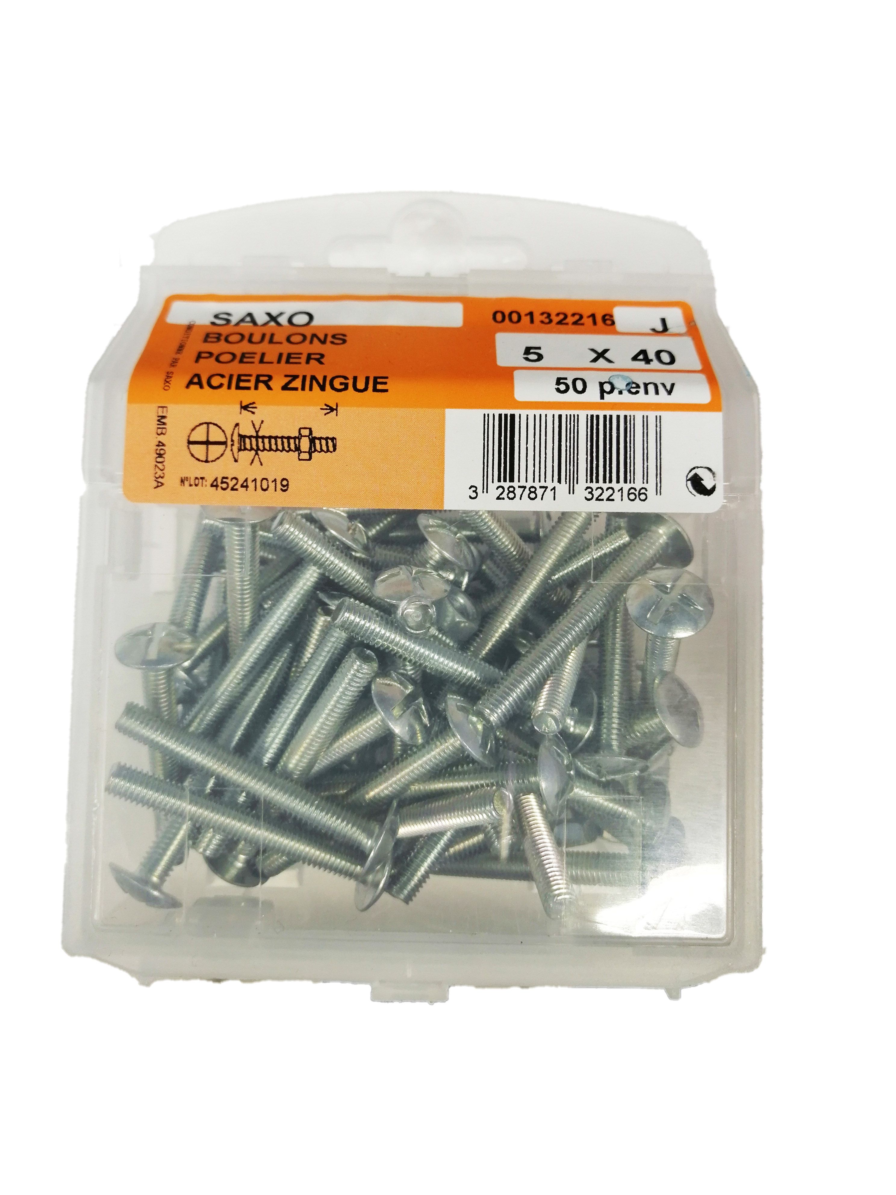 Boulons poêlier acier zingué L.40 ø5mm - Les 50 pièces