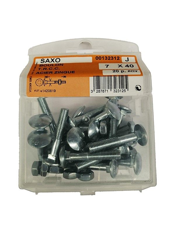 Boulon TRCC acier zingué L.40 ø7mm - Les 20 pièces