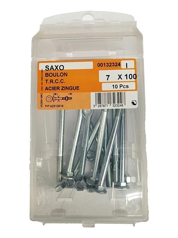 Boulon TRCC rustique acier noirci L.100 ø7mm - Les 10 pièces