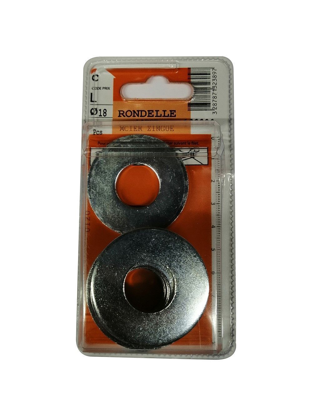 Rondelles larges acier zingué ø18mm - Les 8 pièces