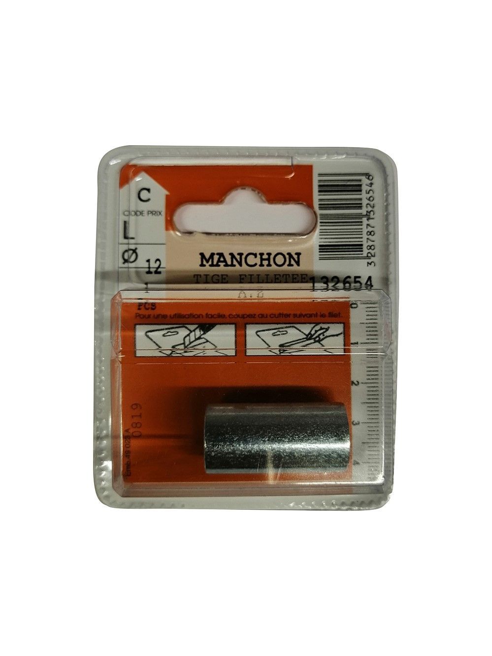 Manchon tige filetée acier zingué ø12mm - La pièce