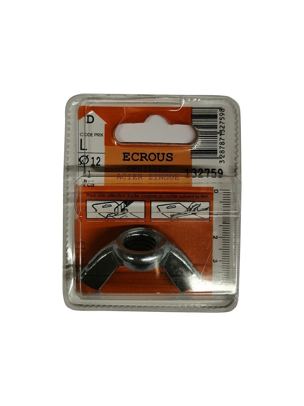 Ecrous oreilles acier zingué ø12mm - La pièce