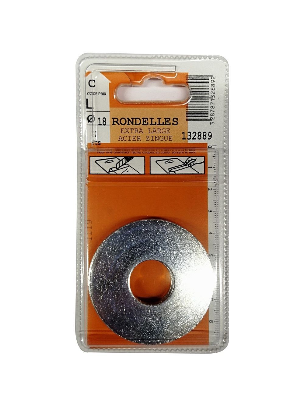 Rondelles extra large acier zingué ø18mm - Les 2 pièces