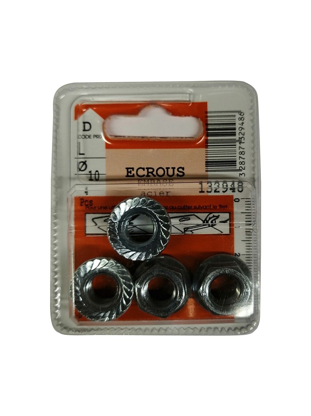 Ecrous embase acier ø10mm - Les 4 pièces