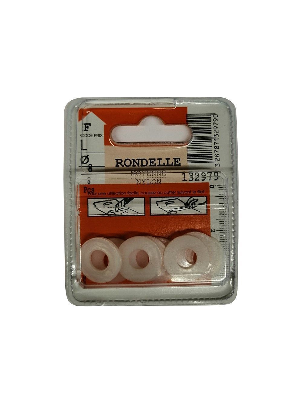 Rondelles moyennes nylon ø8mm - Les 8 pièces