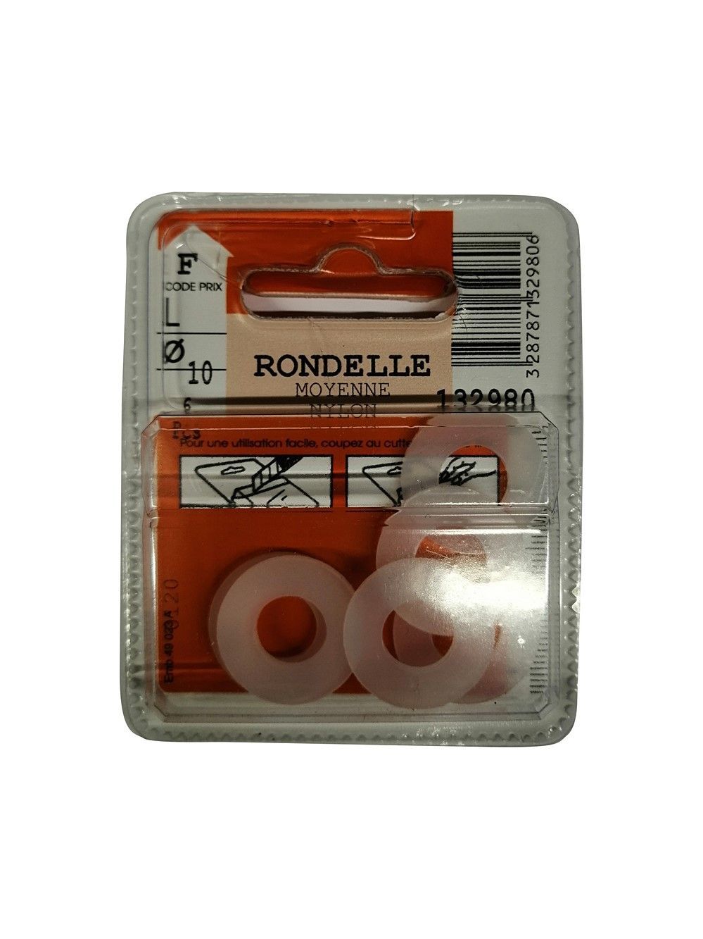 Rondelles moyennes nylon ø10mm - Les 6 pièces
