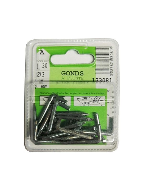 Pitons tige courte acier zingué L.30 ø3mm - Les 18 pièces