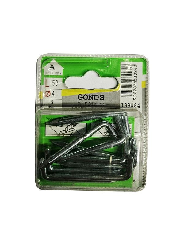 Gonds à pointe acier zingué L.50 ø4mm - Les 9 pièces