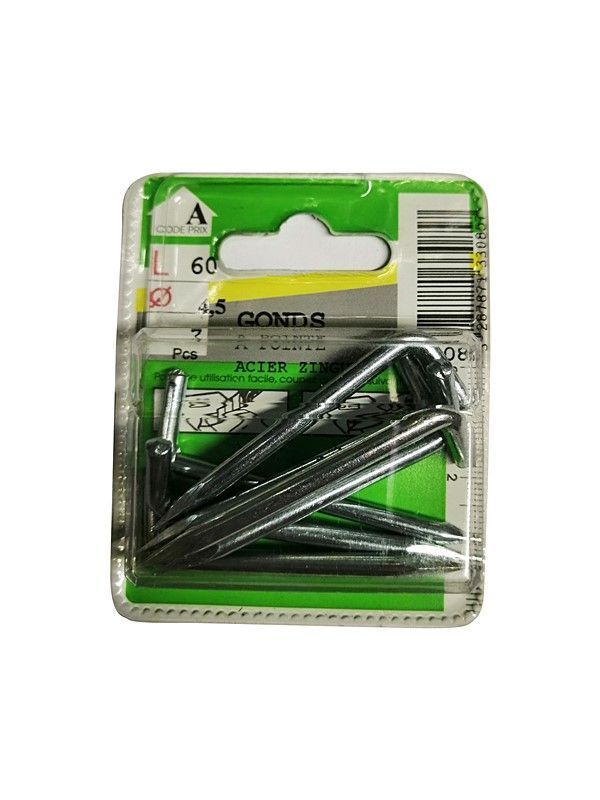 Gonds à pointe acier zingué L.60 ø4,5mm - Les 7 pièces