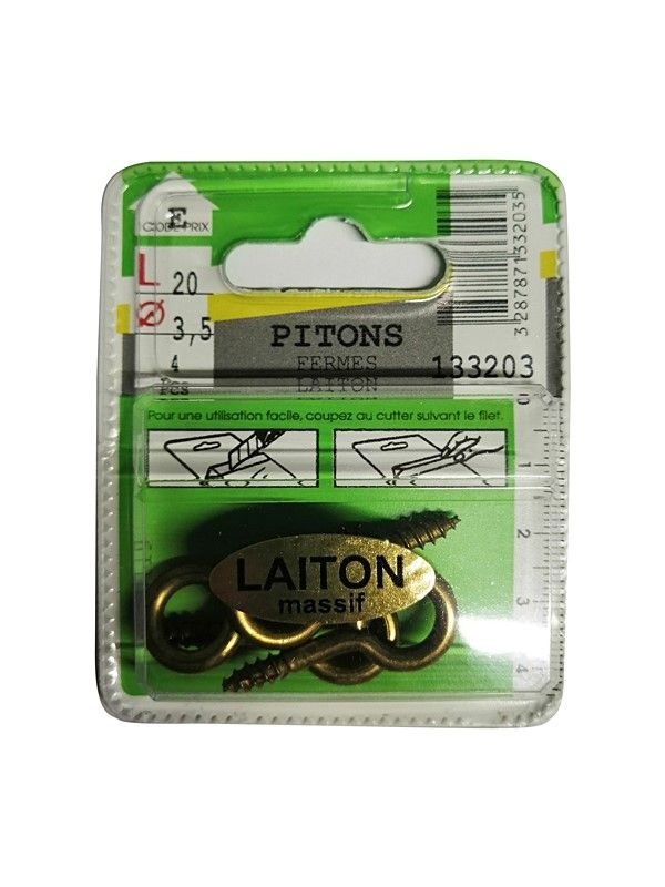 Pitons fermés laiton L.20 ø3,5mm - Les 4 pièces
