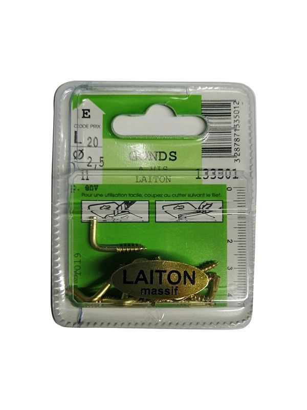 Gonds à vis laiton L.20 ø2,5mm - Les 11 pièces