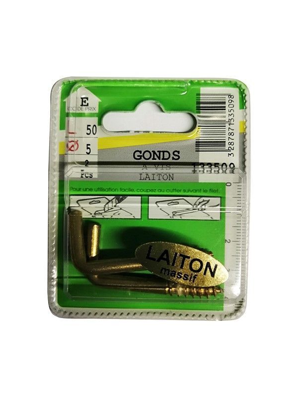 Gonds à vis laiton L.50 ø5mm - Les 2 pièces