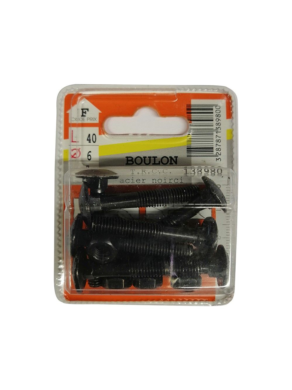 Boulons TRCC acier noirci 6x40mm - Les 7 pièces